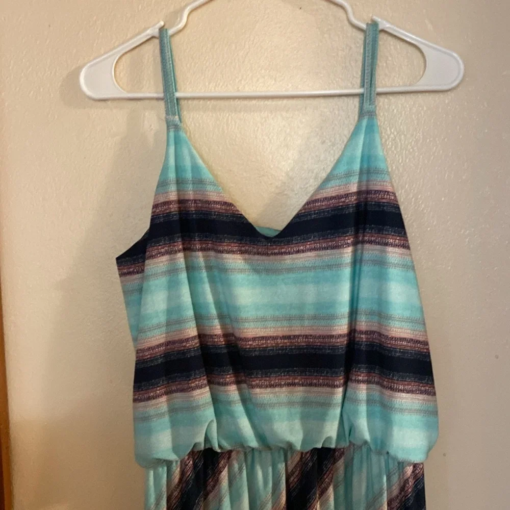 24/7 Maurices Sleeveless Maxi Dress Light Blue/coral/black Size Small - Picture 4 of 9